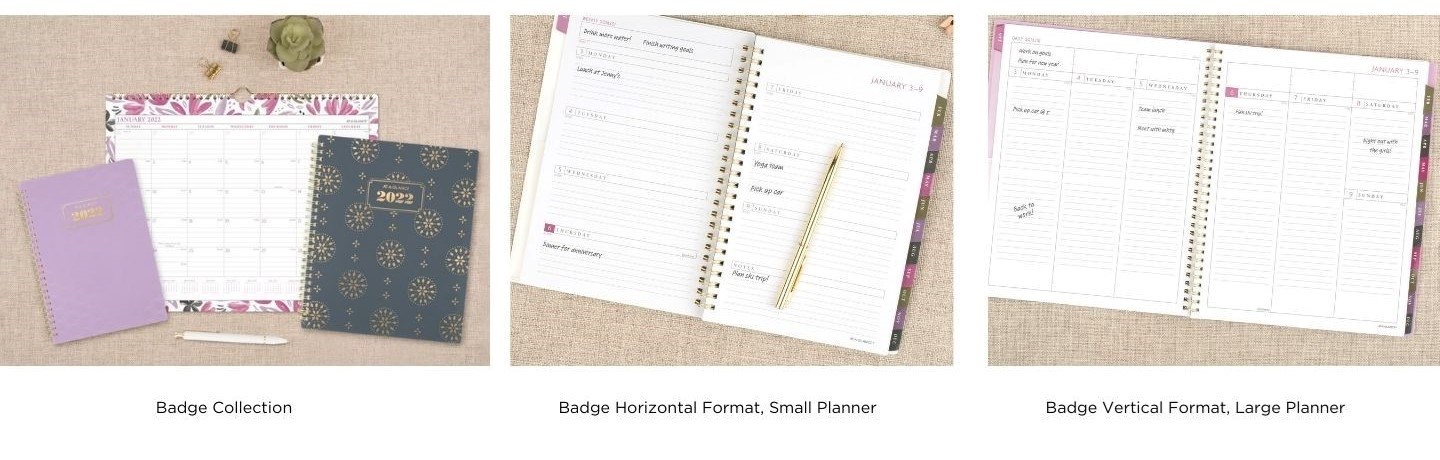 Badge Collection, Vertical Format Small Planner, Horizontal Format Large Planner