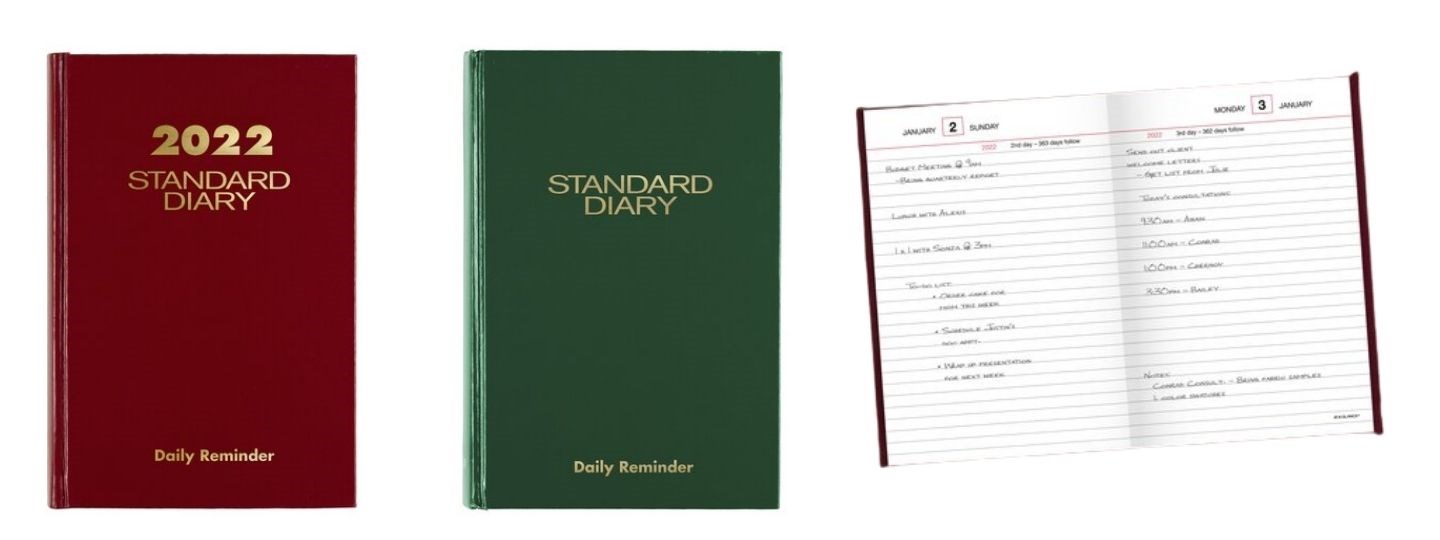 standard diaries red and green