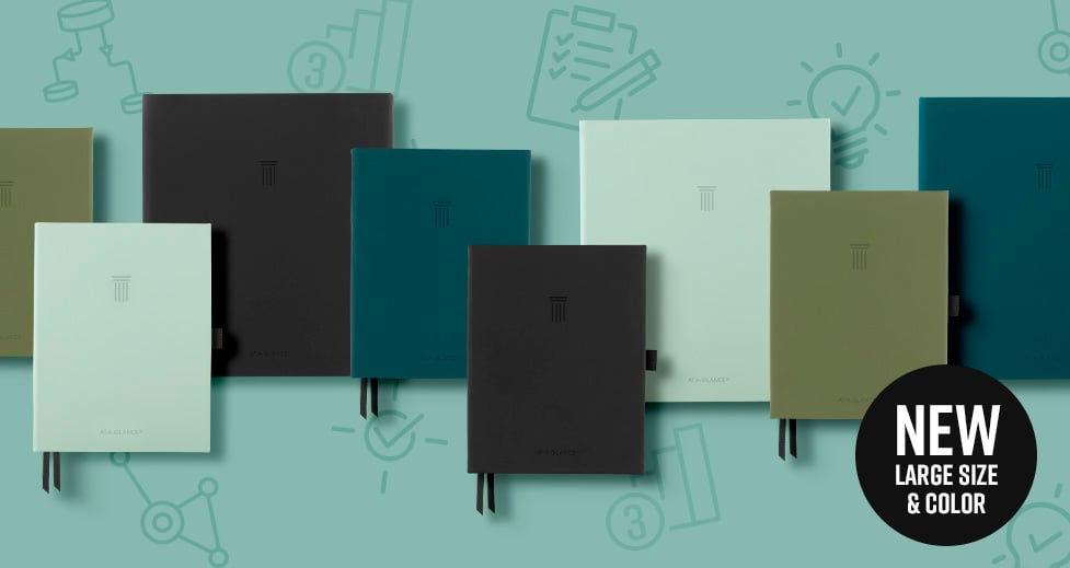 Close up view of the available colors and sizes for the AT-A-GLANCE FOUNDATION GOAL SETTING Planner.