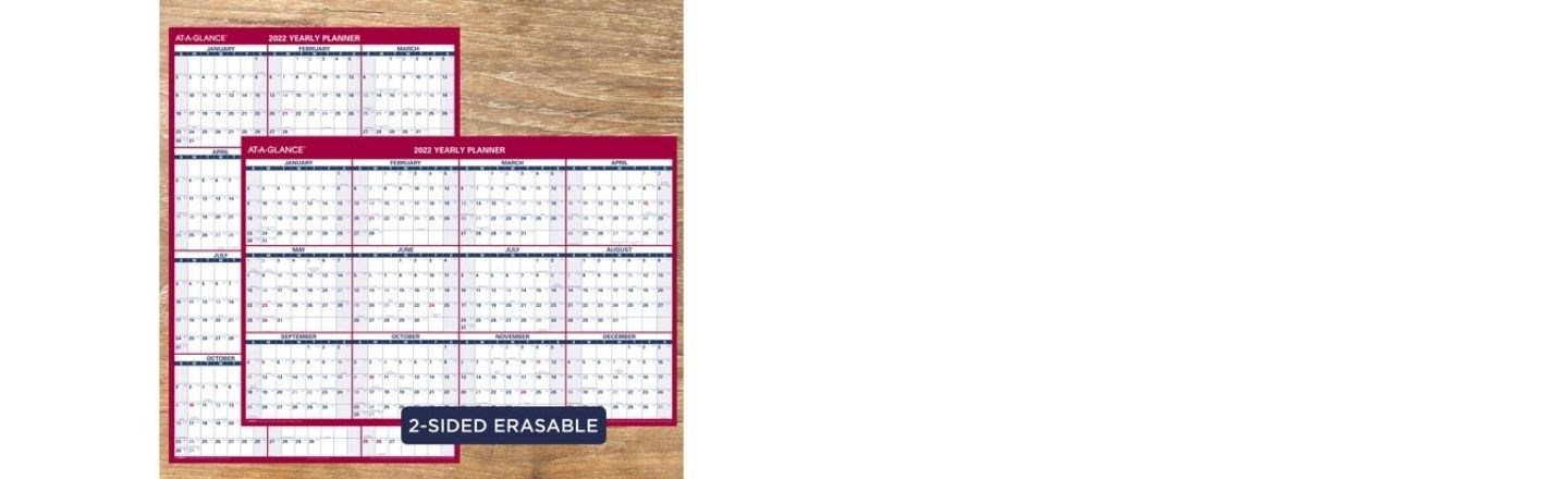 Horizontal and vertical sides of erasable wall calendar