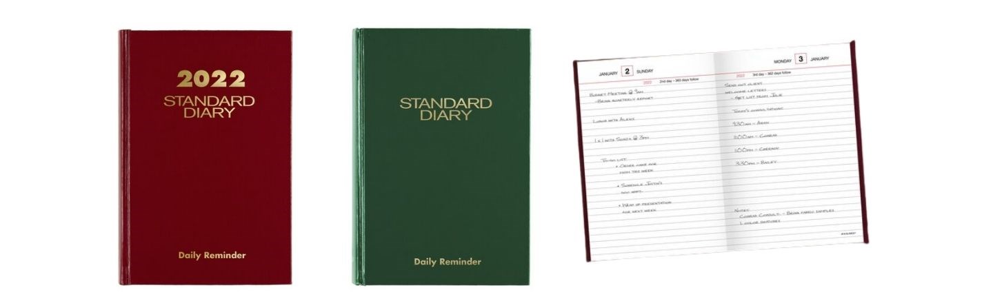 Standard Diary covers and interior layout