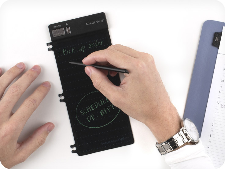Hand writing on rewritable bookmark surface with stylus
